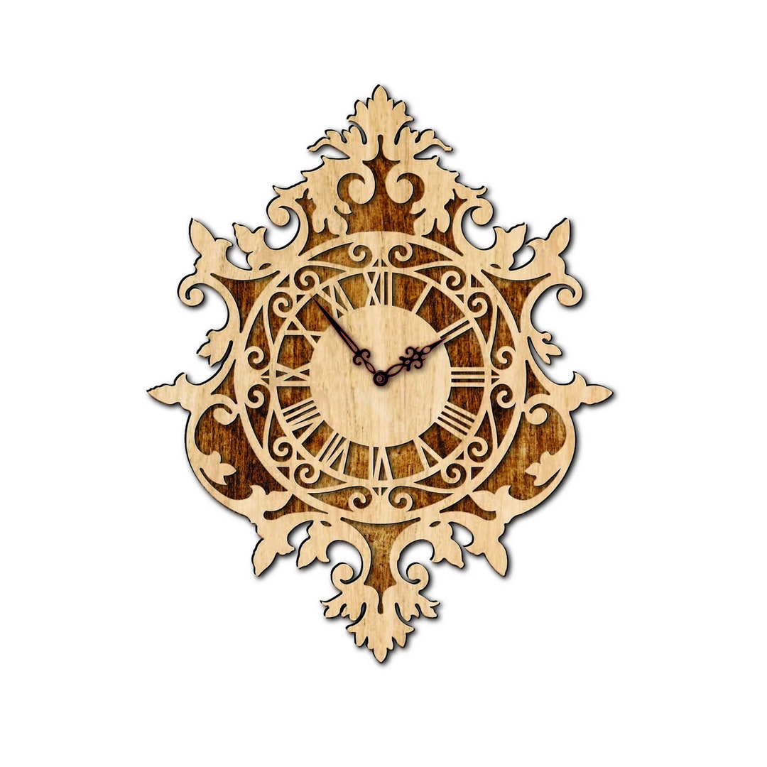 Wooden Laser Cut Wall Clock. Wood Carved Wall Clock. Cdr, Ai, Svg, Pdf