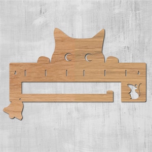 Key Hanger for Wall.  Cat Leash Holder. Svg - Cdr - Dxf - Pdf - Ai file formats. Laser cutting files. 3 mm wood. Cats Key hanger