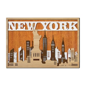 Archivos cortados con láser de arte de pared de Nueva York de 4 capas. Letrero de pared o puerta de Nueva York. Archivo de corte láser de arte de pared de Nueva York. formato de archivo que desee.cricut