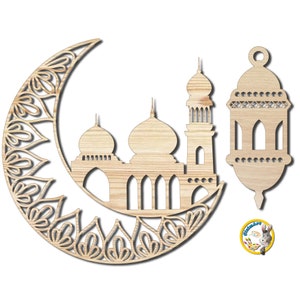 Produits de décoration islamiques. Fichier cadeau de découpe laser pour musulmans. Formats de fichiers SVG, Cdr, Dxf, Ai ve Pdf. Motif islamique découpé au laser. taille personnalisée