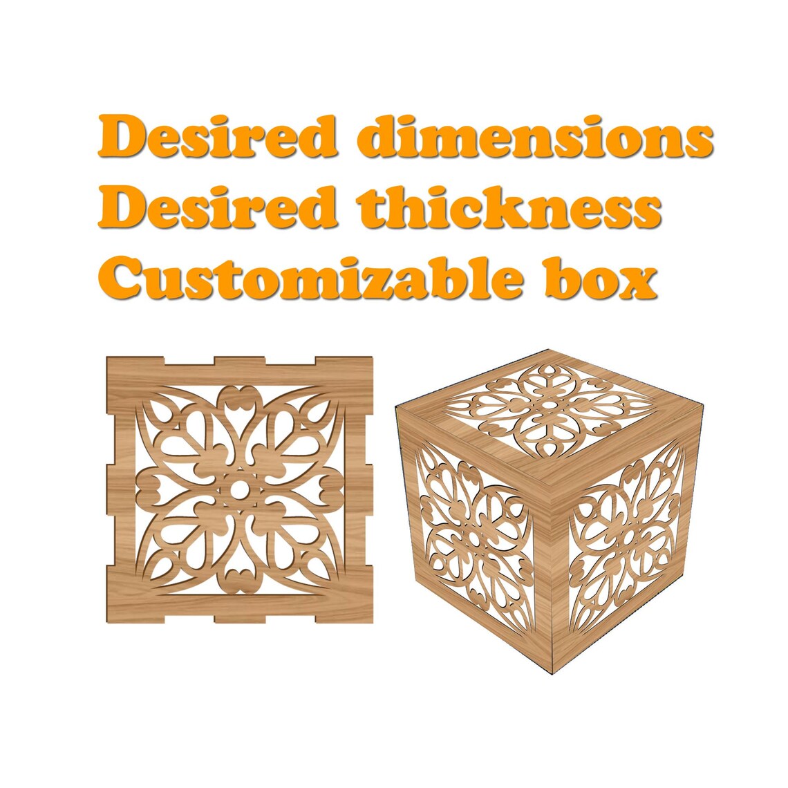 Geometric Floral Pattern Box Template. Custom Sizes and Thicknesses ...