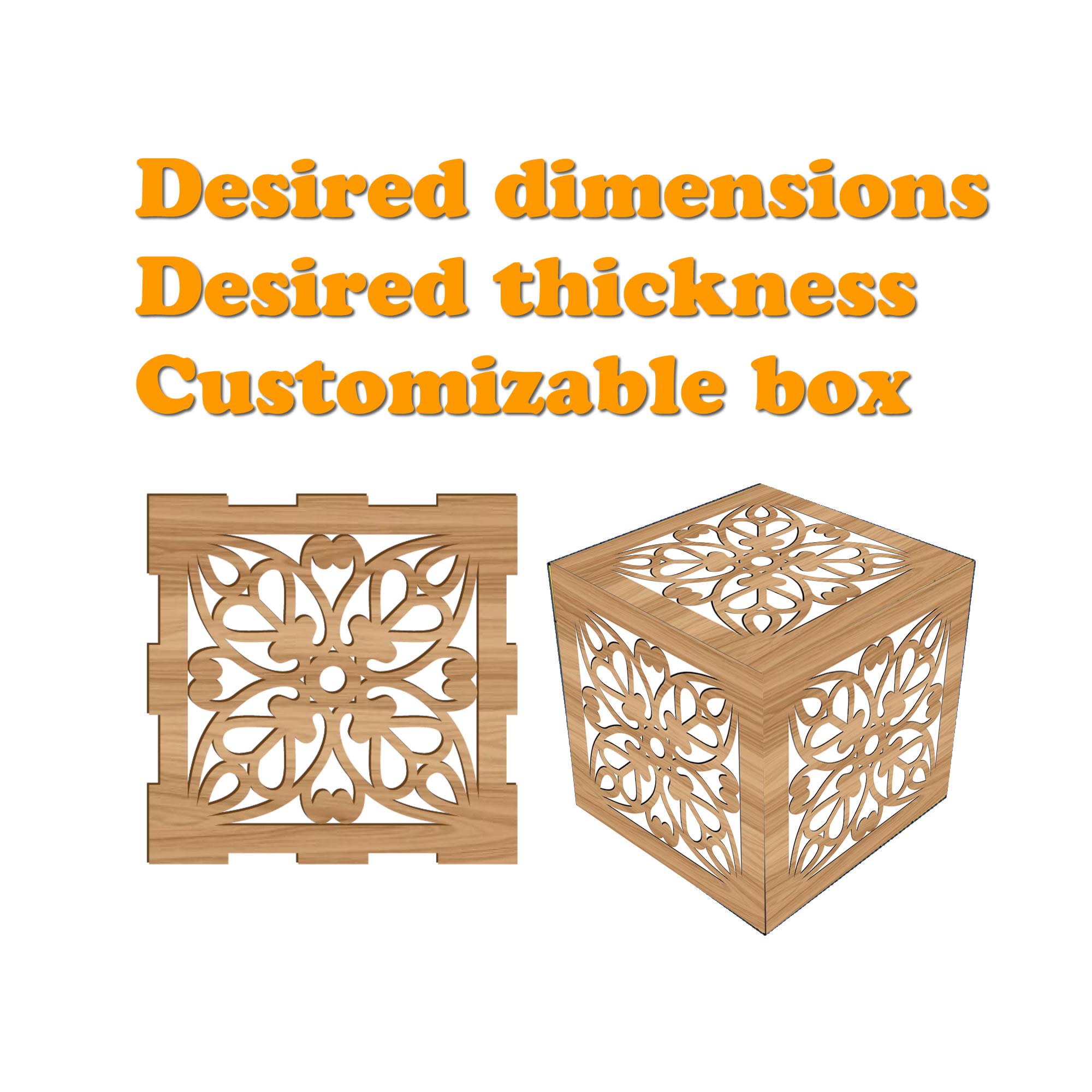 Geometric Floral Pattern Box Template. Custom Sizes and Thicknesses ...