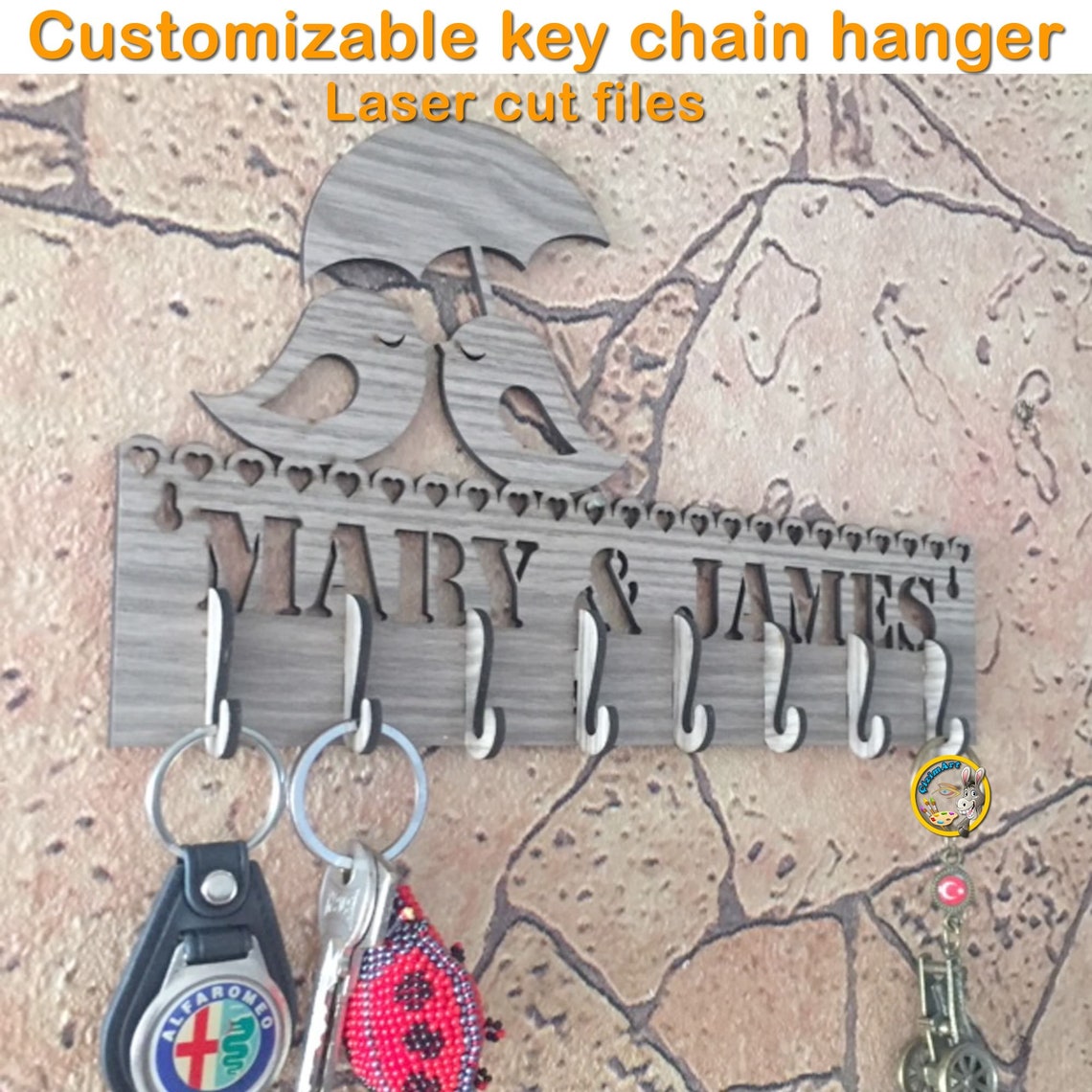 Customizable Key Chain Hanger. Svg Cdr Dxf Pdf Ai File Etsy