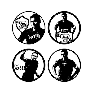 Francesco Totti set wall art laser cut file SVG. Italian Roma Francesco Totti. Roma Totti Clock svg. footballer totti svg. totti italiani.