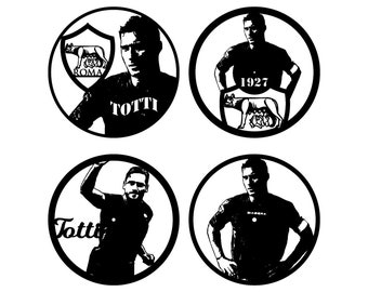 Francesco Totti set wall art laser cut file SVG. Italian Roma Francesco Totti. Roma Totti Clock svg. footballer totti svg. totti italiani.