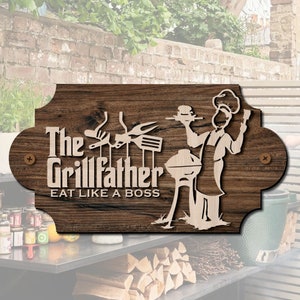 lasergesneden bestand SVG. Het lasergesneden bestand voor bewegwijzering van de grillfather. Dad grill lasersnijbestand. dxf-, pdf-, svg-, cdr-, png-bestandsindelingen.