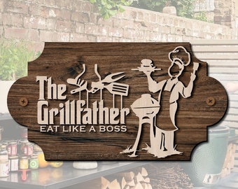 laser cut file SVG. The grillfather signage laser cut file. Dad grill laser cutting file. dxf, pdf, svg, cdr, PNG file formats.