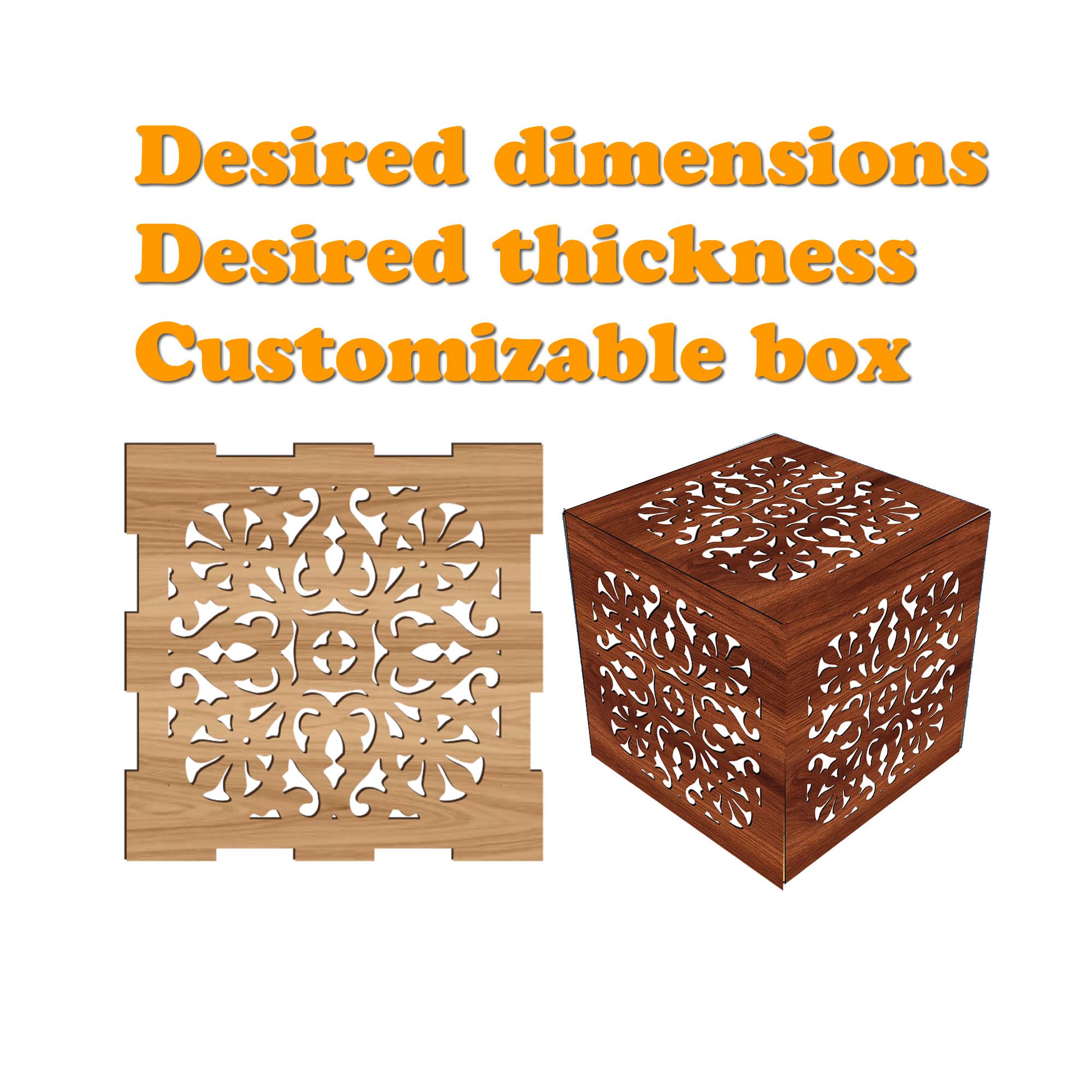 Geometric Flower Pattern Box Laser Cutting File for Wooden Box (digital ...