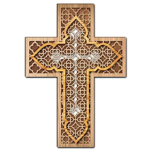 Cross laser cut files. 1 or 4 layer Cross file for laser cutting. wall art. SVG, cdr, dxf, Ai, Pdf file format. christian art.