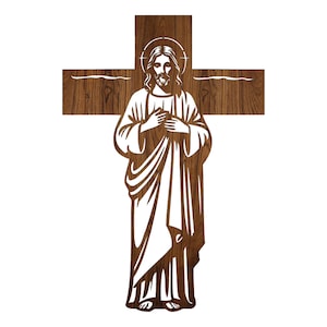 Jesus und Kreuz als Laser geschnitten Datei. Jesusdatei zum Schneiden. Wandkunst. Dekowand. dxf-, svg-, cdr- und pdf-Dateiformat. 1 oder 2 schicht