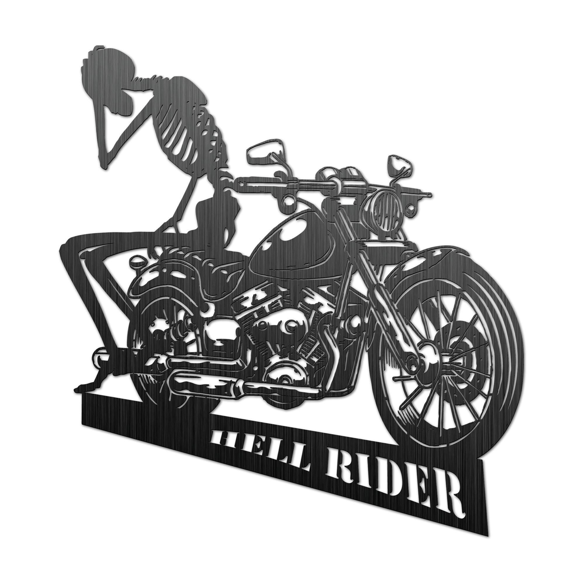 Laser Cutting File for Metal. Motorcycle and Skeleton, Hell Rider