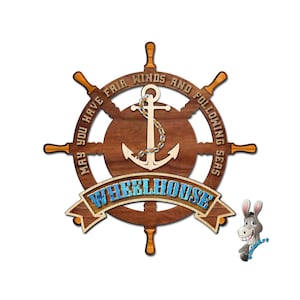 Ship rudder laser cutting files for sailors. 2 options. Ship rudder wall decoration. Ship anchor and sailboat themed wall art. changeable .