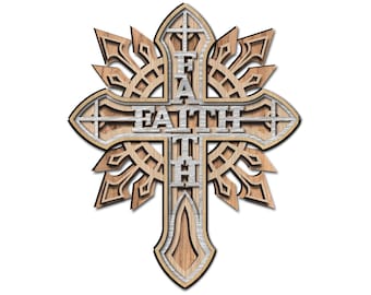 4 layered cross of faith Laser cut SVG. Vector file for laser cutting. cross of faith wall art. SVG, pdf, Ai file format. cross of faith.