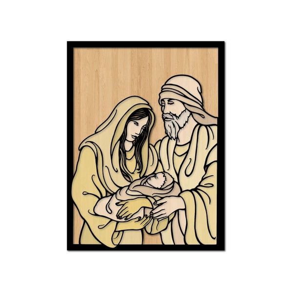 The Holy Family consists of the Child Jesus, the Virgin Mary and Saint Joseph. Laser cut file. The Holy Family Svg. Holy Family laser cut.