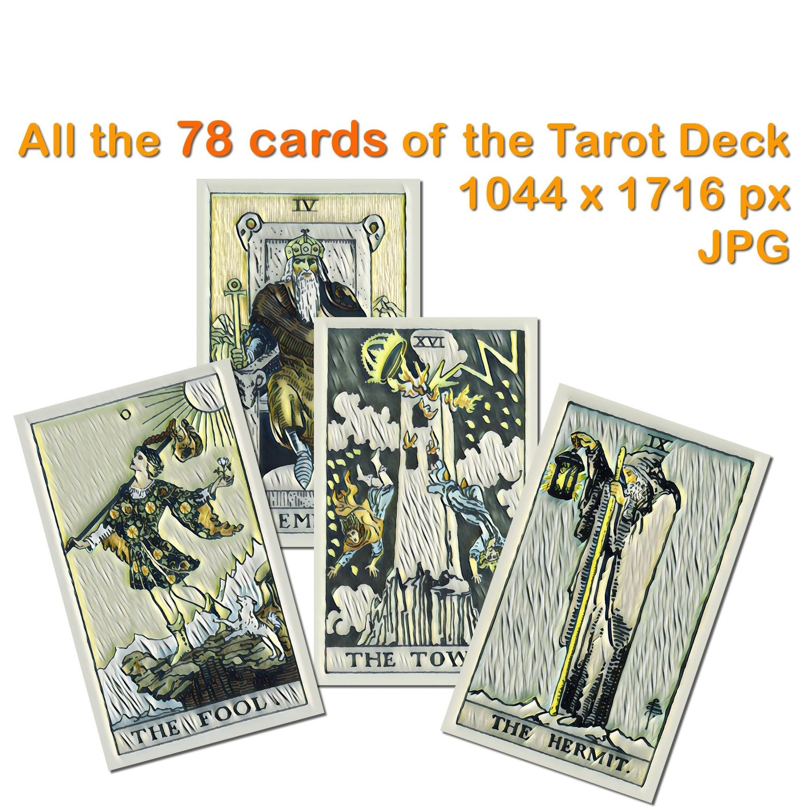 All The 78 Cards Of The Tarot Deck Ready To Print Tarot Etsy