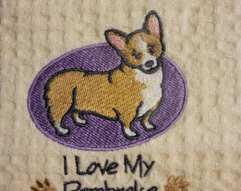 Pembroke Welsh Corgi Embroidered Kitchen Towel