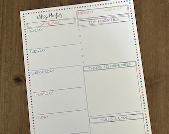 Personalized Teacher To-Do List Notepad | 5.5 x 8.5 Inch