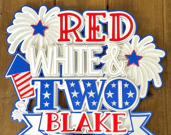 Red White & Two Cake Topper | 2nd Birthday, July 4th Party Decor