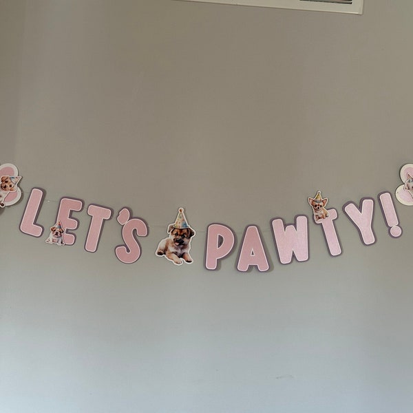 Puppy Party Banner | Let's Pawty Banner | Party Decorations