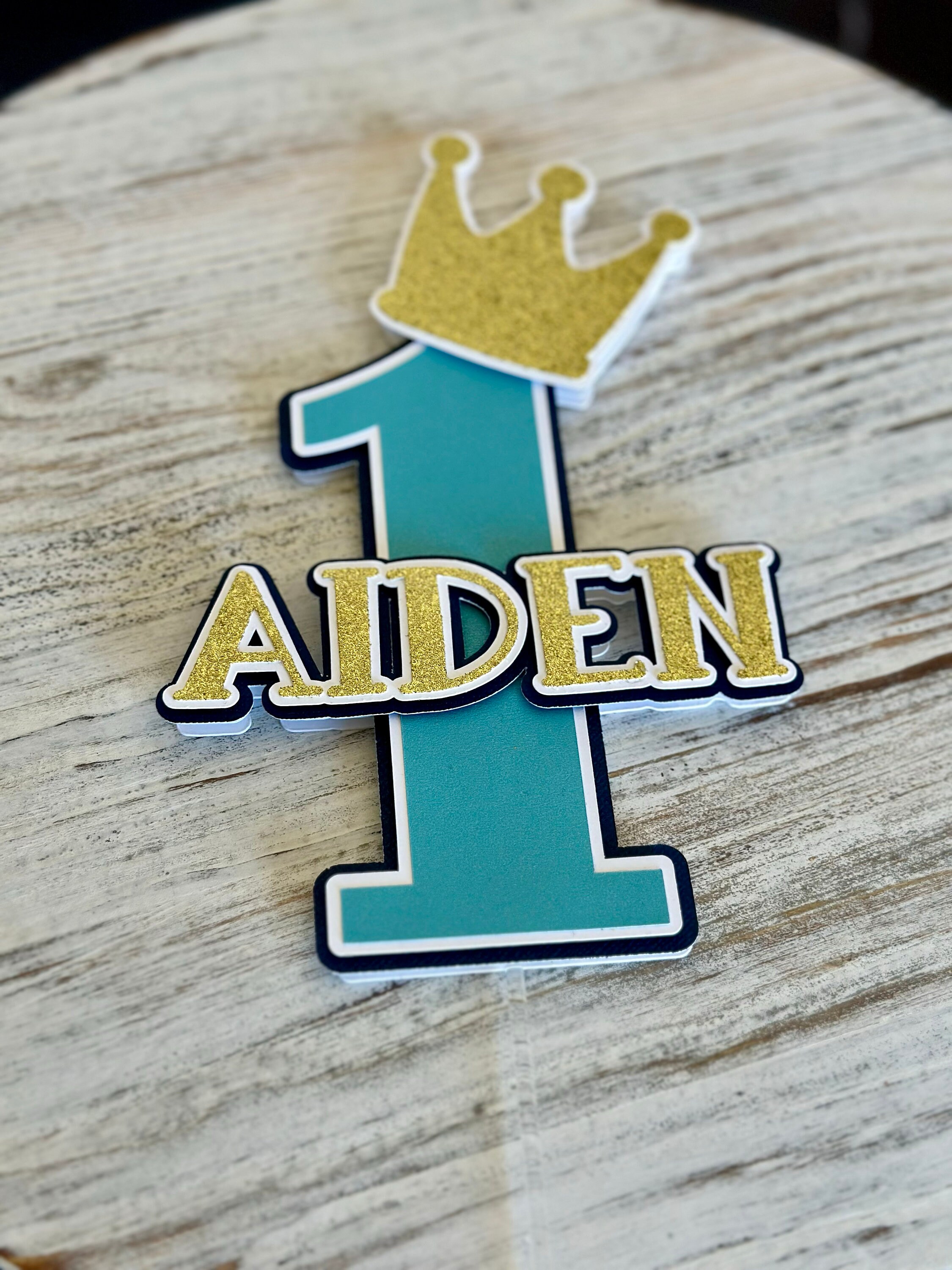 Personalized First Birthday Cake Topper | Glitter Crown, Boy 1st ...