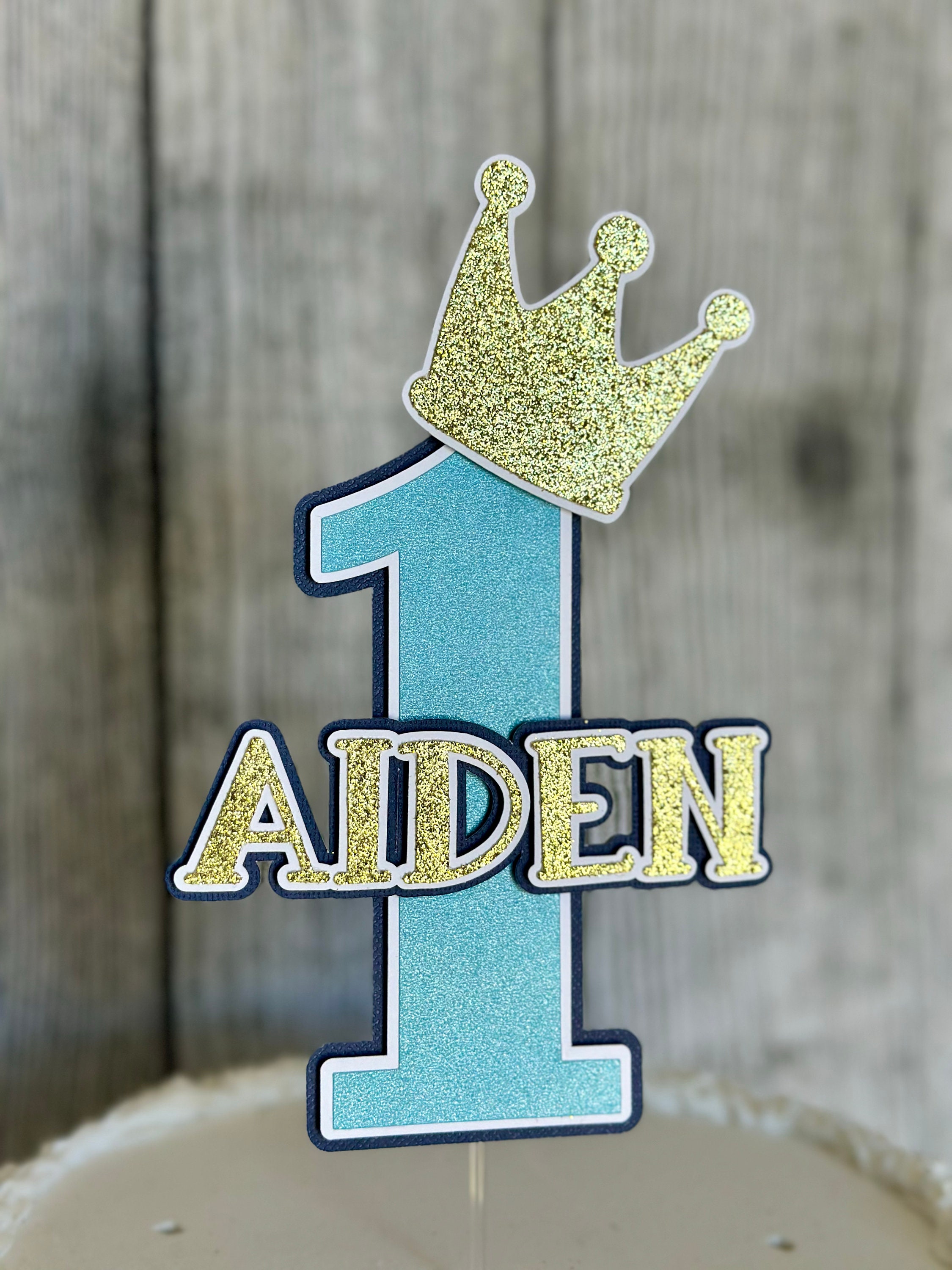 Personalized First Birthday Cake Topper | Glitter Crown, Boy 1st ...