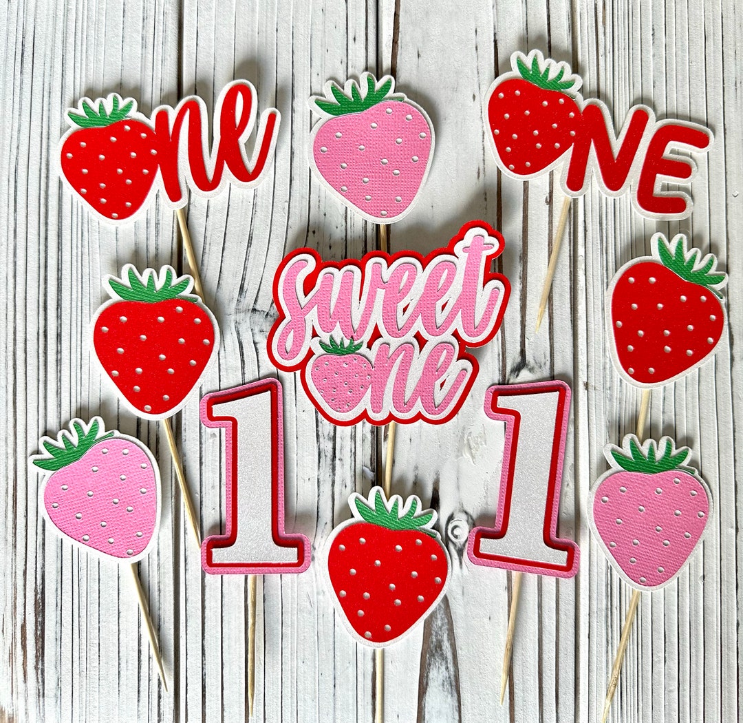 First Birthday Cupcake Toppers | Sweet One Birthday | Berry 1st ...
