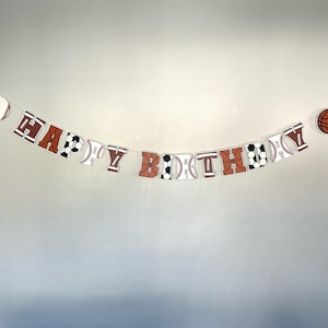 Sports Birthday Banner | Happy Birthday Banner | Sports Decoration | Football Party | Basketball Party Banner | Baseball Birthday
