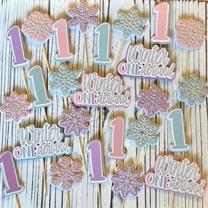 Winter ONEderland | First Birthday Party | Winter Birthday Party | Snowflake Cupcake Toppers