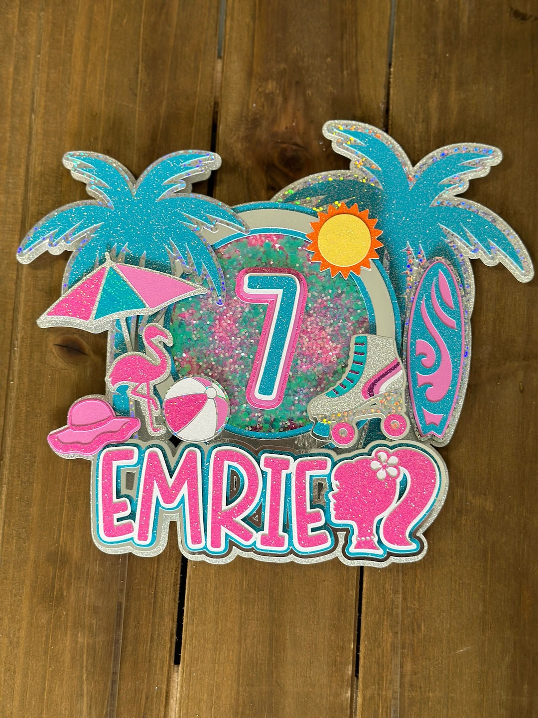 Personalized Beach Themed Cake Topper | Summer Party Birthday ...
