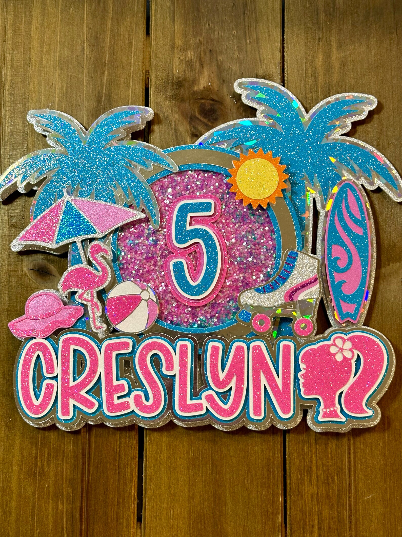 Personalized Beach Themed Cake Topper | Summer Party Birthday ...