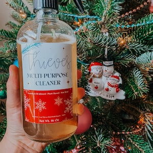 THIEVES Multi Purpose Spray Label - DIGITAL Label - Young Living - Essential Oils - Christmas Spirit - 16oz Spray Bottle - Plant Base
