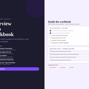 Workbook zur Vorbereitung eines Vorstellungsgesprächs | STAR-Methode | Fragen stellen | Word & Google Docs | Sofort Download