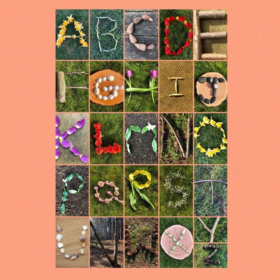 uppercase nature alphabet capital letters downloadable etsy