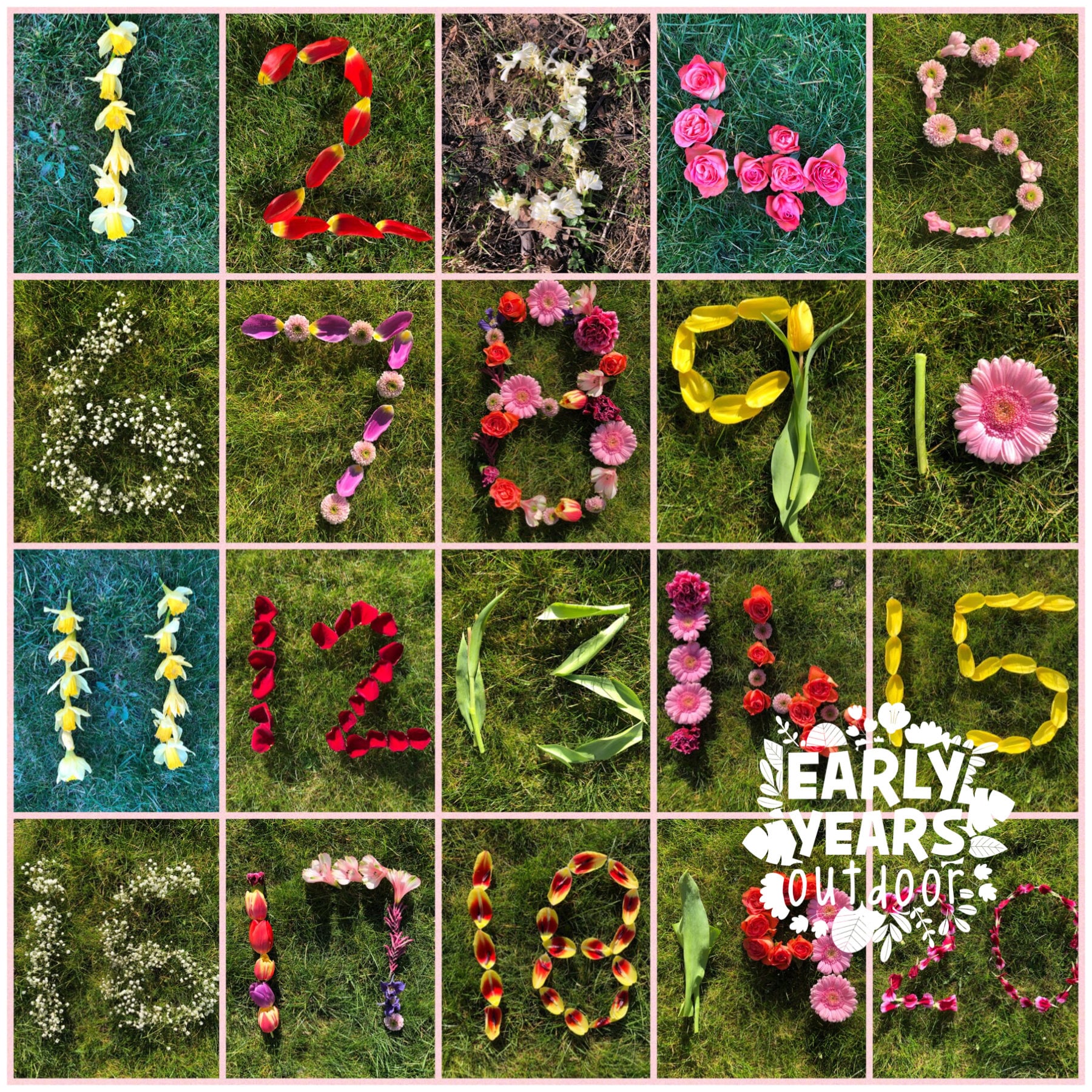 spring numbers made from nature 1 20 downloadable document etsy