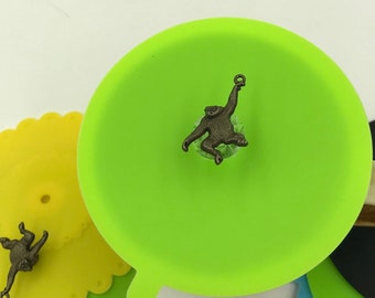 Swinging monkey mug cover! 1 each. Silicone mug lid, cup cover/topper/top, cozy, outdoor bug guard, tea &coffee connoisseur, wine lover gift