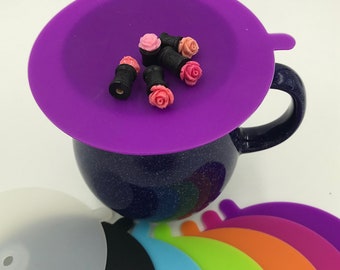 Pink rose mug cover! 1 each. Silicone mug lid, cup cover, topper, top, cozy, outdoor bug guard, protector, tea/coffee connoisseur lover gift