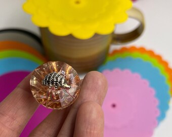 Gorgeous Hedgehog! 1 each. Silicone mug lid, cup cover, topper, top, cozy, outdoor bug guard, protector, tea/coffee connoisseur, wine lover