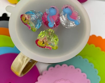 Seahorse Silicone Mug Cover, Bug Guard Drink Topper. 1 each.