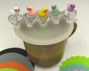 Cute Chick mug cover - different color! 1 each. Silicone mug lid, cup cover, topper/top, cozy, duck, animal, bird