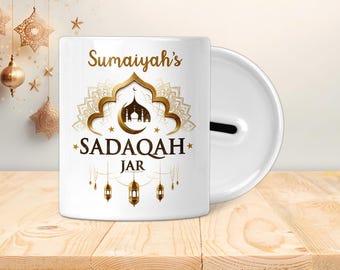 Pot Sadaqah personnalisé - Coffret économique - Cadeaux islamiques, Eid, Ramadan, Musulman, Enfants, Ados, Adultes, Mosquée, Lanternes, Mandala, Or