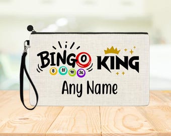 Sacoche personnalisée en lin King Bingo, pochette de transport Dabber, accessoires pour crayons, cadeau pour homme, oncle, grand-père, grand-père