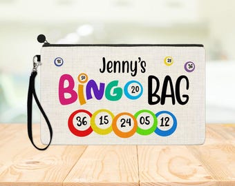 Sac de bingo personnalisé pour n'importe quel nom, étui en lin, pochette de transport pour dabber, accessoires pour crayons, cadeaux pour grand-mère tante, maman, pochette pour stylo dabber