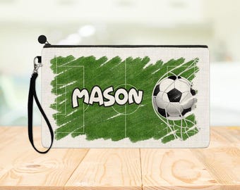 Trousse personnalisée pour terrain de football - cadeau pour garçons filles enfants adultes adolescents - rentrée des classes - sac de papeterie, équipe de football, ballon, supporter