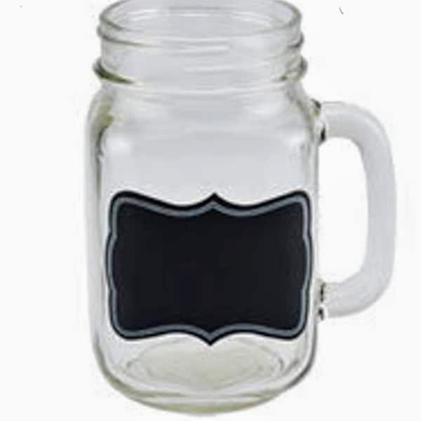 Sale!!! 1 piece Mason Jar Mug with Chalkboard Labels, 16 oz event giveaways rustic wedding.   