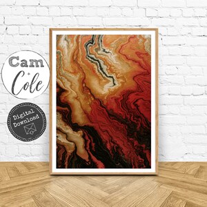 Agate Art Print, Abstract Art, Digital Download, Geode, Agate Art, Digital Prints, Red and Orange Decor, Wall Art, Prints