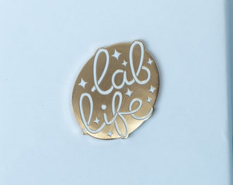 LAB LIFE Gold Emaille Pin / Mikrobiologie / Wissenschaft Geschenk / Wissenschaftler / Wissenschaft Kunst