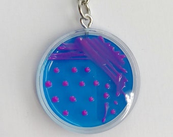 Serratia CLED Petri Dish Keychain / Microbiology Agar Art / Bacteria Science Lab Gift / Science Art