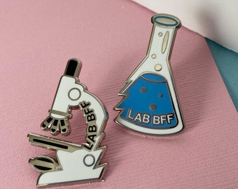 Lab BFF Enamel Pin SET / Laboratory / Researcher / Scientist / Lab Tech / PhD / Science Student / Science Gift