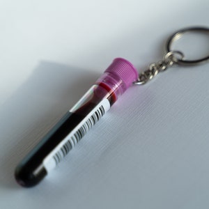 Blood bag keychain top