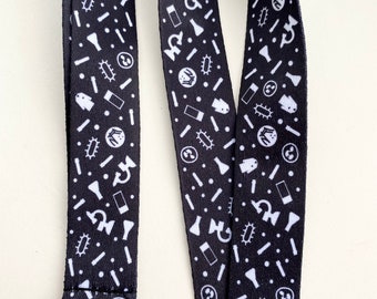 Science LANYARD black & white / Laboratory / Research / PhD / Scientist / Lab Tech / Nurse / STEM / Science Gift / Phlebotomy / Student Gift